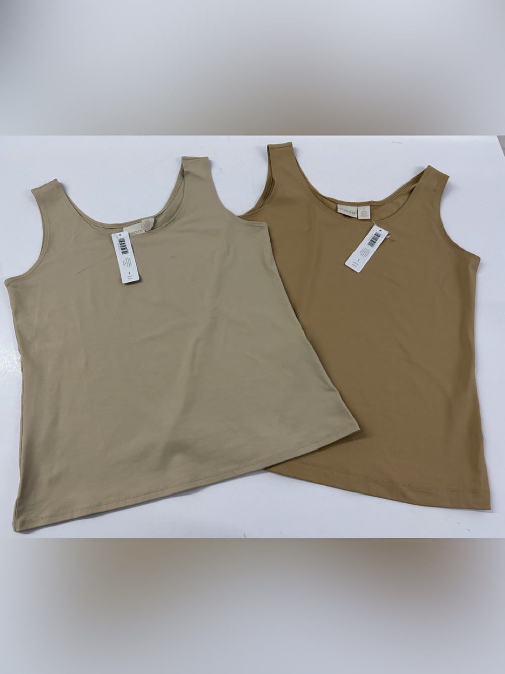 Chico's Camel & Sand Microfiber Tank Tops - set of (2)